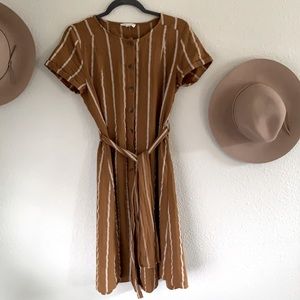 Blu Pepper brown button up midi dress, Womens size medium